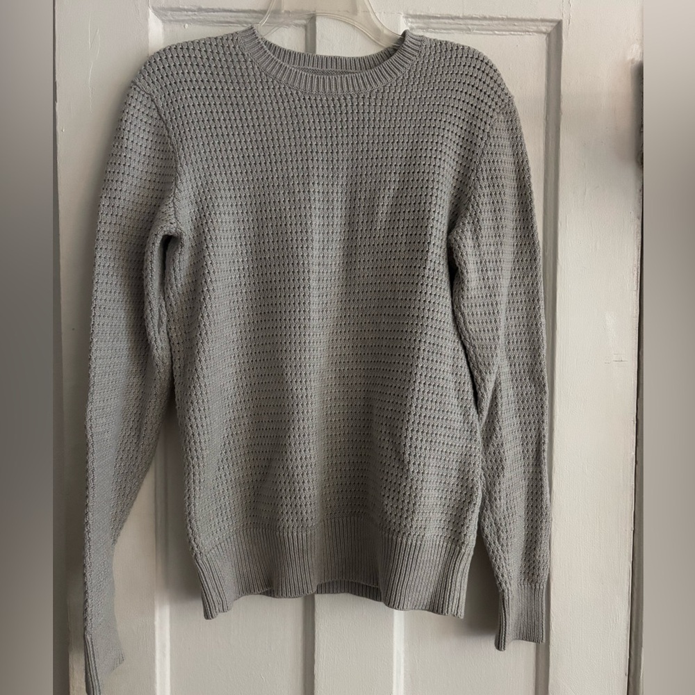 ALLSAINTS Waffle Knit 100% Cotton Sweater Mens XS Gray Crew Neck Winter